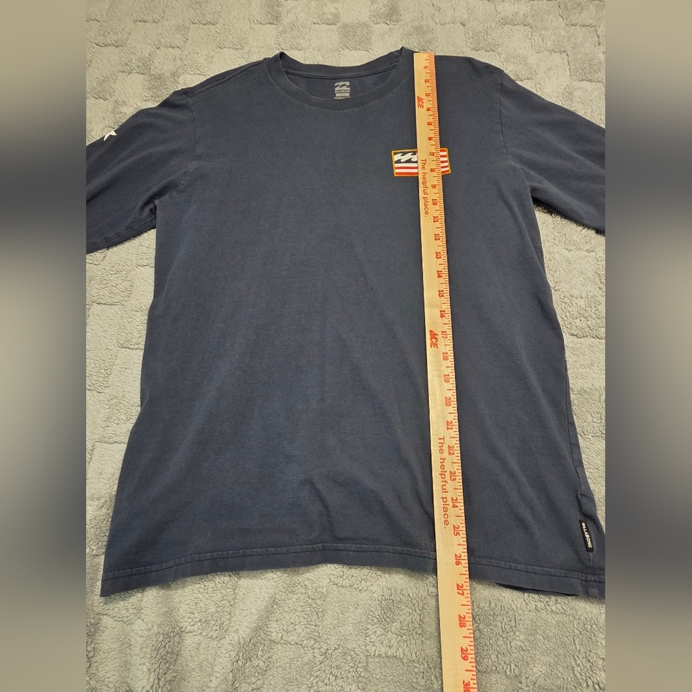 Billabong🇱🇷 American Flag Stars Blue Graphic Long Sleeve T-Shirt Men's LARGE - Picture 5 of 13